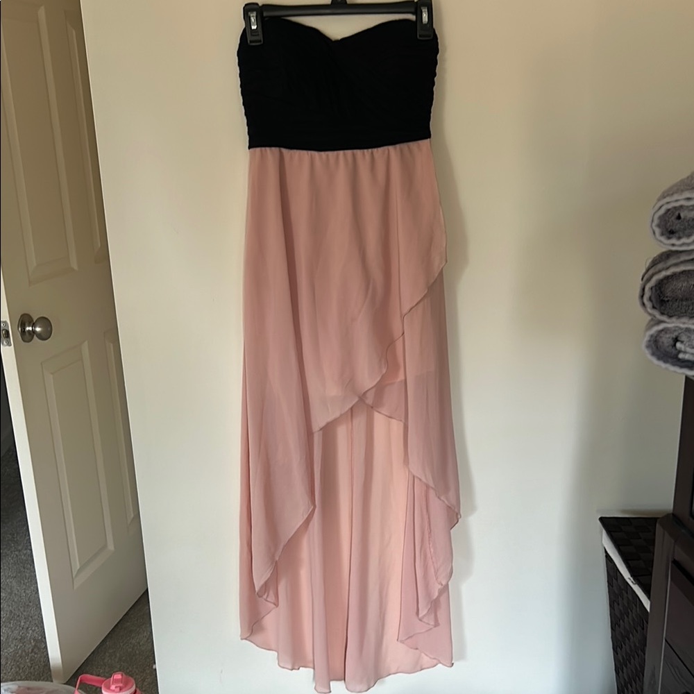 Elegant Black and Pink Strapless Dress